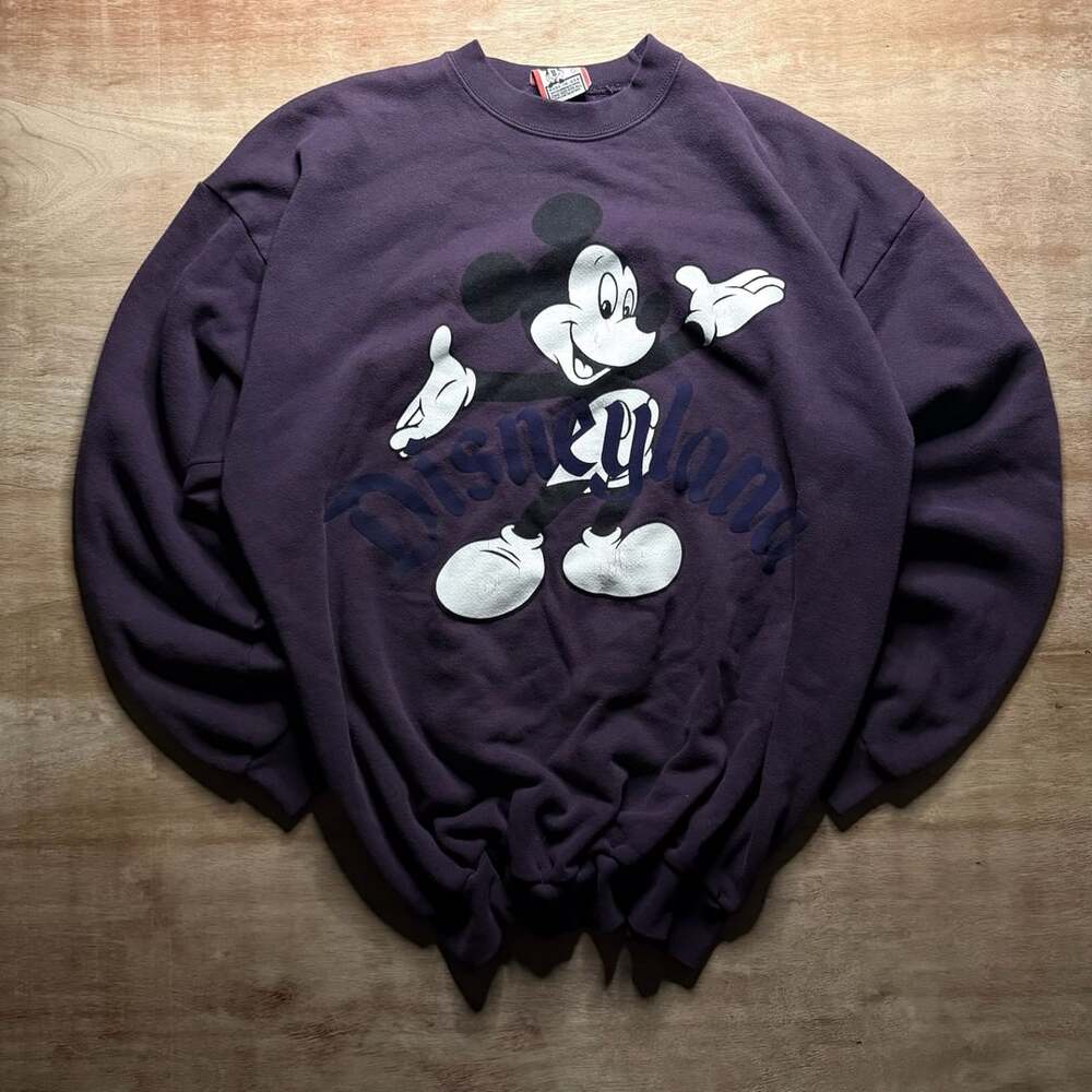 Vintage Disney Mickey Mouse Sweatshirt Purple Made in USA Theme Parks One Size
